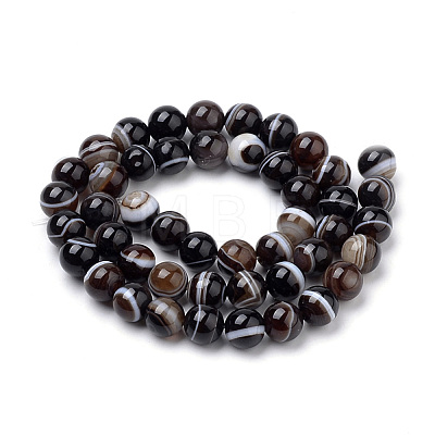 Natural Striped Agate/Banded Agate Beads Strands G-S259-04A-6mm-1