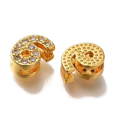 Rack Plating Number Brass Micro Pave Clear Cubic Zirconia Silde Charms KK-A231-13J-1