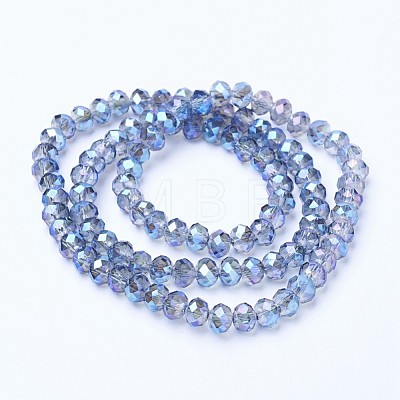 Electroplate Transparent Glass Beads Strands X-EGLA-A034-T6mm-Y02-1