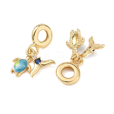 Ocean Brass Pave Cubic Zirconia European Dangle Charms KK-H278-04G-02-1