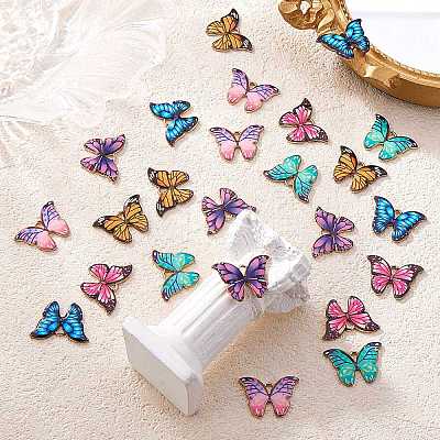 24Pcs 6 Colors Printed Alloy Pendants ENAM-SZ0002-13-1