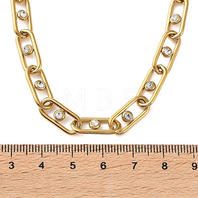 304 Stainless Steel Crystal Rhinestone Papperclip Chain Necklaces for Women SA-CBA8C9C-09G-1