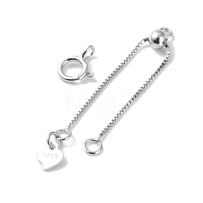 Rhodium Plated 925 Sterling Silver Ends with Chains STER-P050-04P-1