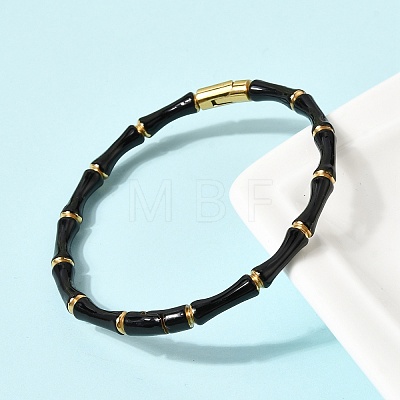304 Stainless Steel Enamel Hinged Bangles for Women BJEW-D408-42G-1