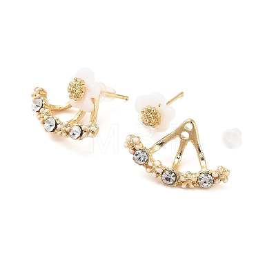 Alloy Glass Rhinestone Stud Earrings EJEW-B051-01G-1