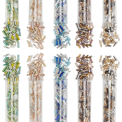 1500Pcs 5 Colors Glass Twist Bugle Beads GLAA-PH0003-73-1