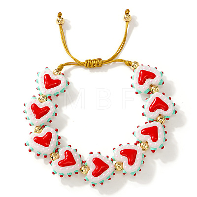 Handmade Heart Resin & Brass Bead Braided Bracelets JT1412-5-1