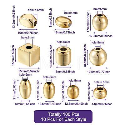 Fashewelry 100Pcs 10 Style UV Plating Acrylic European Beads PACR-FW0001-01-1