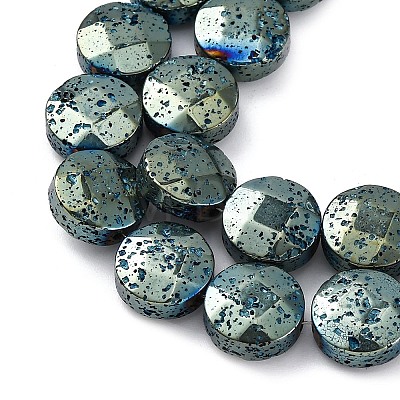 Electroplated Natural Lava Rock Beads Strands G-A256-F01-01G-1