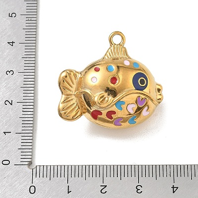 Hollow 304 Stainless Steel Two Sides Enamel Pendants STAS-L316-17G-01-1