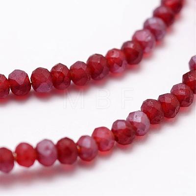 Half Rainbow Plated Faceted Rondelle Glass Bead Strands EGLA-L007-A15-4mm-1