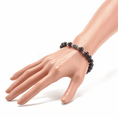 Natural Wood & Synthetic Hematite Beaded Stretch Bracelet for Men Women BJEW-JB07810-1
