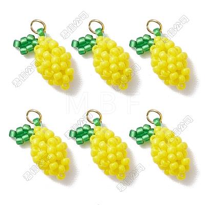20Pcs Glass Seed Beaded Lemon Pendants PALLOY-SZ00056-1