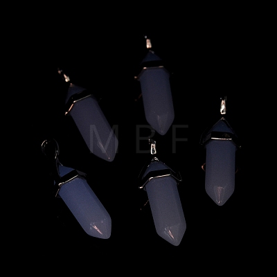 Luminous/Glow Bullet Glass Pointed Pendants GLAA-K058-01P-04-1