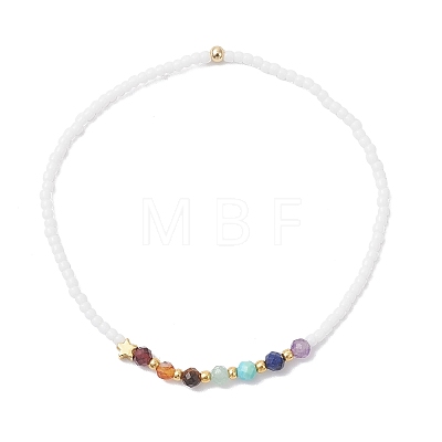 Chakra Glass Seed & Natural Mixed Gemstone Bead Bracelets for Women BJEW-JB12632-1