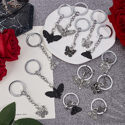 24Pcs 6 Styles Gothic Alloy Keychain KEYC-ME00020-1
