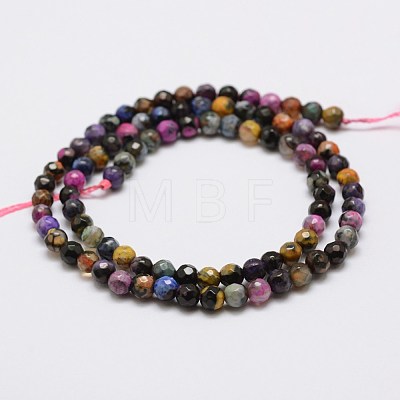 Faceted Natural Fire Crackle Agate Beads Strands X-G-F447-4mm-A07-1