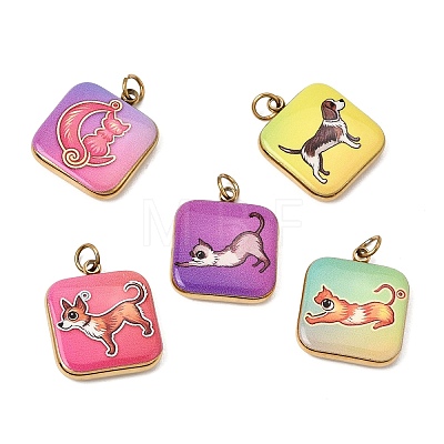 Printed 304 Stainless Steel Pendants SA-CBACFAA-07G-1