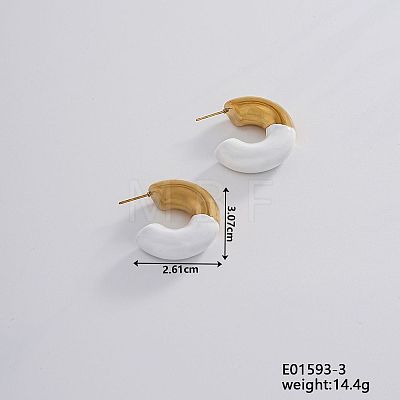 Vintage Retro Stainless Steel C-Shaped Stud Earrings for Women JV8839-3-1