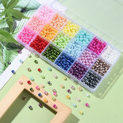 1350Pcs 18 Style Spray Painted ABS Plastic Imitation Pearl Beads OACR-YW0001-35A-1
