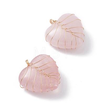 Natural Rose Quartz Pendants PALLOY-JF01104-01-1