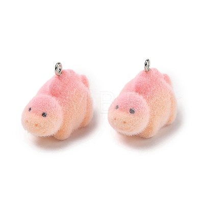 Flocking Opaque Resin Pendants RESI-F064-A09-1