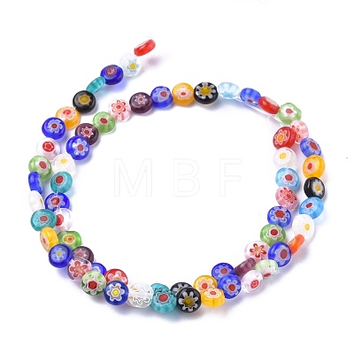 Flat Round Handmade Millefiori Glass Beads LK-R004-55-1