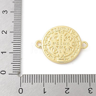 Brass Saint Benedict Medal Connector Charms KK-P294-02G-1