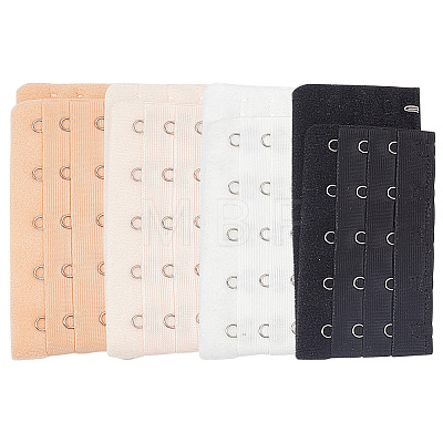 DELORIGIN 4Pcs 4 Colors 3 Rows x 11 Hooks Polyester Corset Buckles FIND-DR0001-12-1