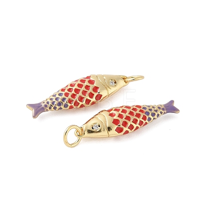Brass Enamel Pendants KK-B148-14G-07-1