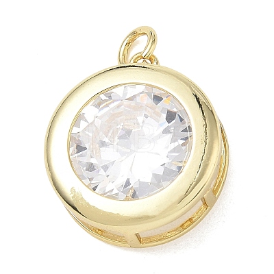 Brass Pave Clear Cubic Zirconia Pendants KK-CBA56EF-36B-G-1