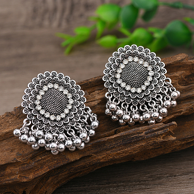 Alloy Flower Chandelier Earrings GG9850-1-1
