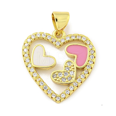 Rack Plating Brass Enamel Cubic Zirconia Pendants KK-B091-14-1