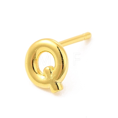 Brass Hollow Out Initial Letter Stud Earrings for Women EJEW-A044-01G-Q-1