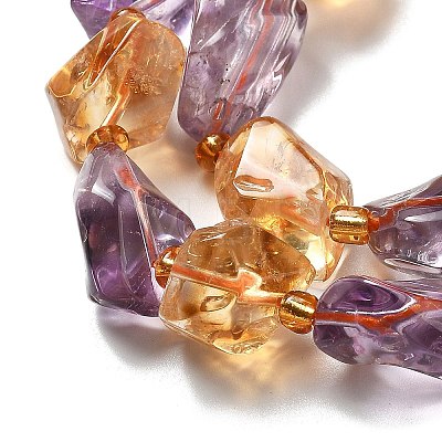 Natural Citrine & Amethyst Beads Strands G-H074-C01-03-1