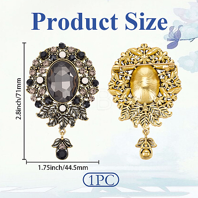 1Pc Teardrop Retro Alloy Rhinestone Brooches for Women JEWB-SP0001-17A-1
