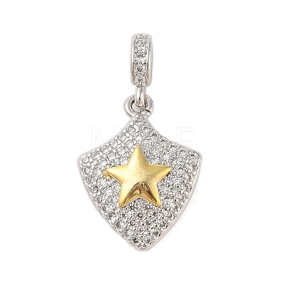 Rack Plating Brass Micro Pave Clear Cubic Zirconia Pendants X-KK-S380-37A-P-1