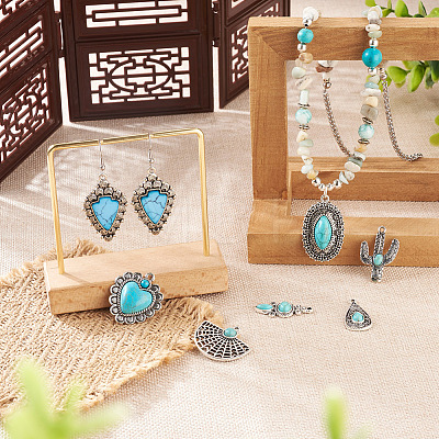 24Pcs 12 Styles Synthetic Turquoise Pendants FIND-TA0001-79-1