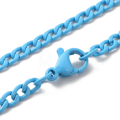 Spray Painted 201 Stainless Steel Curb Chain Necklaces NJEW-R258-01D-1