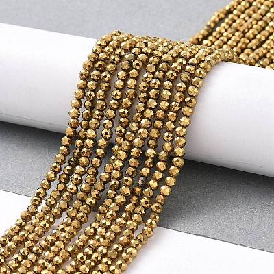 Electroplate Glass Beads Strands GLAA-H021-01B-FP07-1