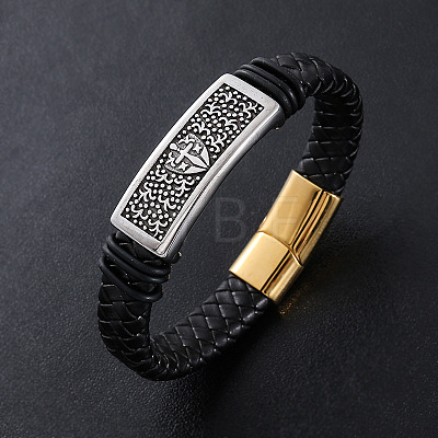 Punk Braided PU Leather Cord Bracelets NY2607-2-1