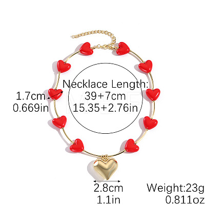 CCB Plastic Heart Pendant Necklaces with Alloy Clasps for Women FS-WGB3FE7-03-1