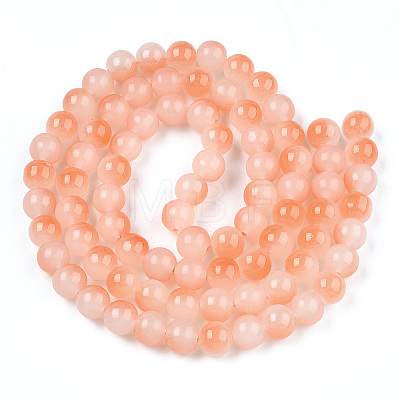 Baking Painted Imitation Jade Glass Round Bead Strands DGLA-N003-6mm-07-1