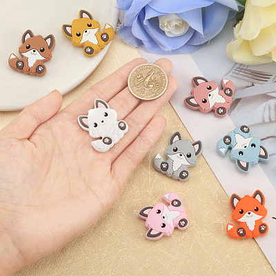CHGCRAFT 16Pcs 8 Colors Fox Food Grade Eco-Friendly Silicone Beads SIL-CA0003-08-1
