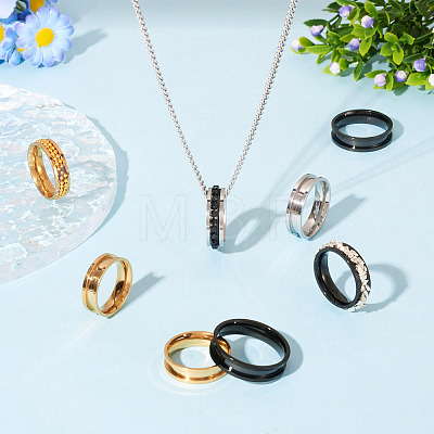 12Pcs 6 Size 201 Stainless Steel Grooved Finger Ring Settings RJEW-TA0001-05P-1
