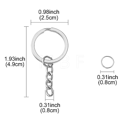 50Pcs Iron Split Key Rings IFIN-YW0003-43-1