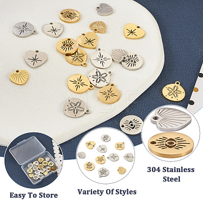  Jewelry 20Pcs 10 Style 304 Stainless Steel Pendants STAS-PJ0001-42-1