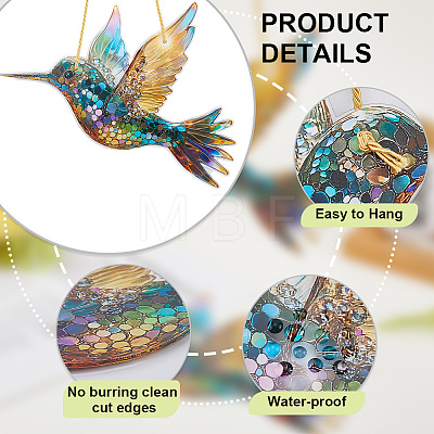 Acrylic Bird Hanging Suncatchers HJEW-WH20021-02B-1
