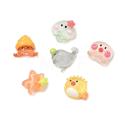 Transparent Glitter Ocean Resin Cabochon CRES-I050-04-1