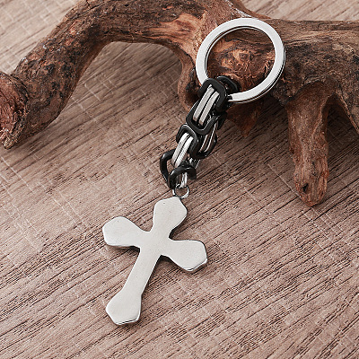 Punk Style 304 Stainless Steel Cross Keychains GV8385-1